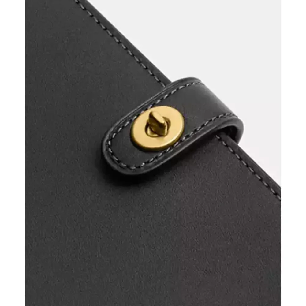 Coach CCD45 Glovetanned Leather Notebook Cover Black Turnlock Gift Box NWT